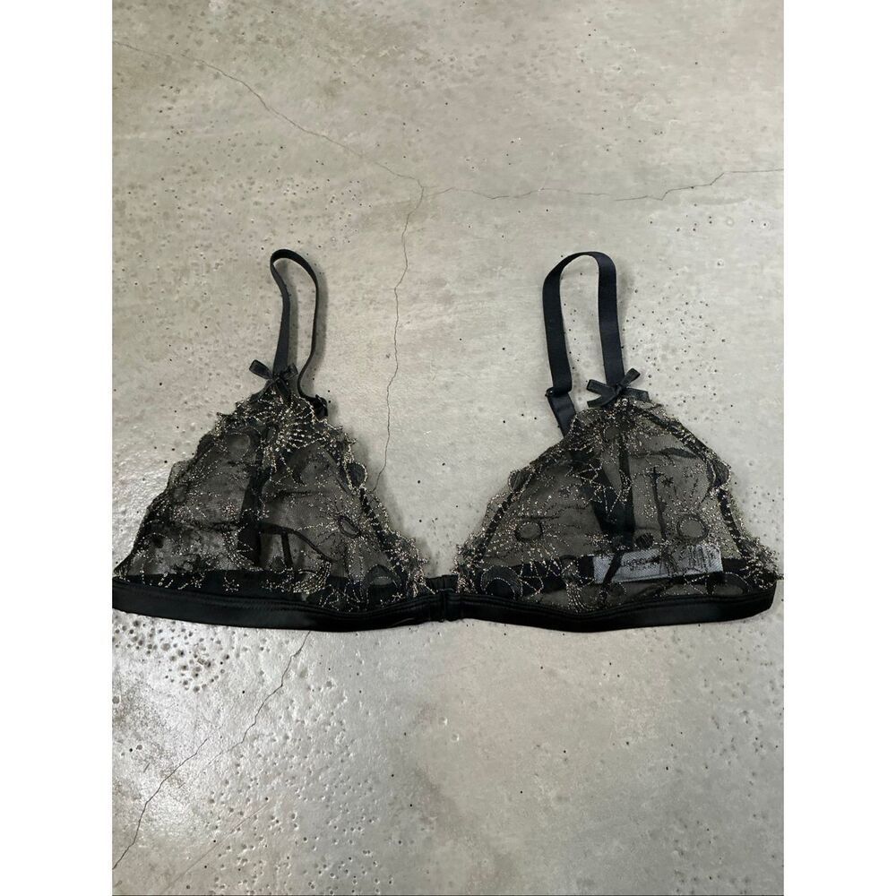 Selia Richwood Triangle Bralette | Black and Gold in Medium